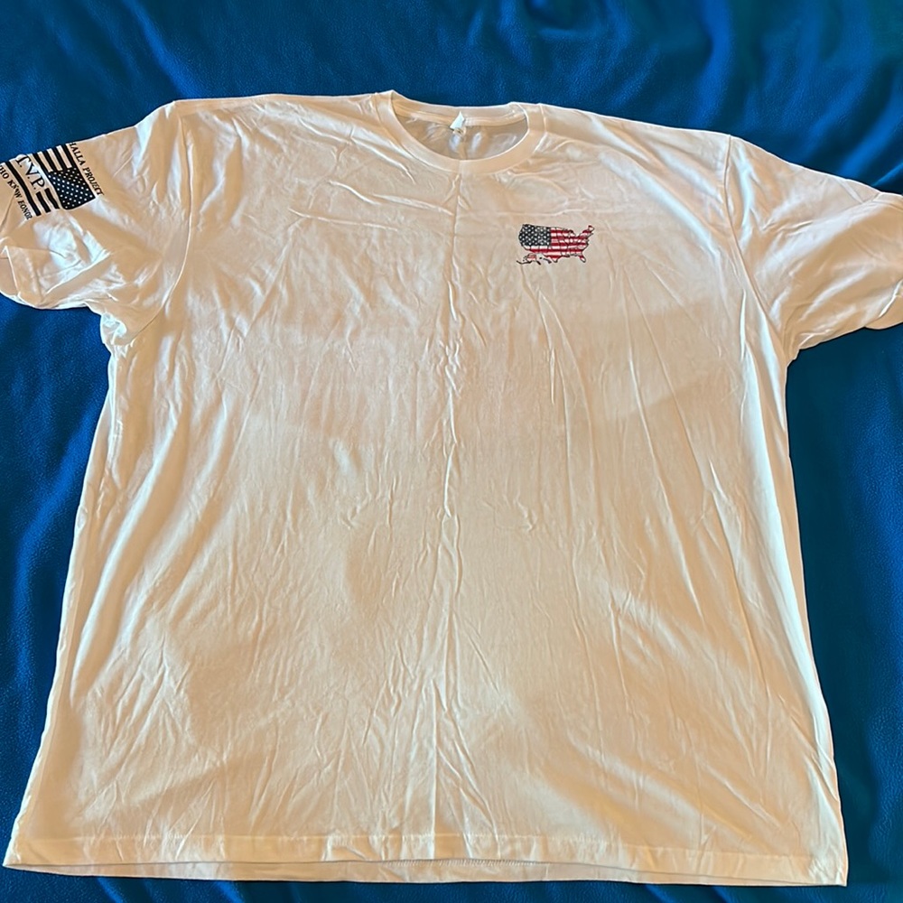 Til Valhalla Project Apparel Company (TVP), 4XL, White, Red & Blue, T-Shirt.
